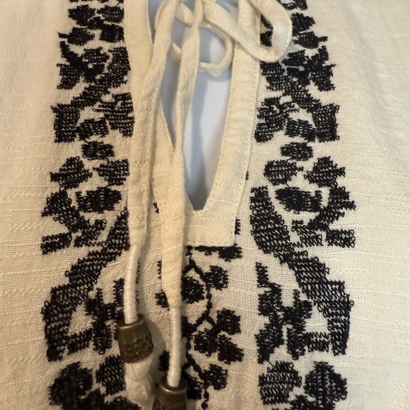 Fat Face Ivory embroidered Black Long Sleeve Dress Size 8 - Picture 8 of 12